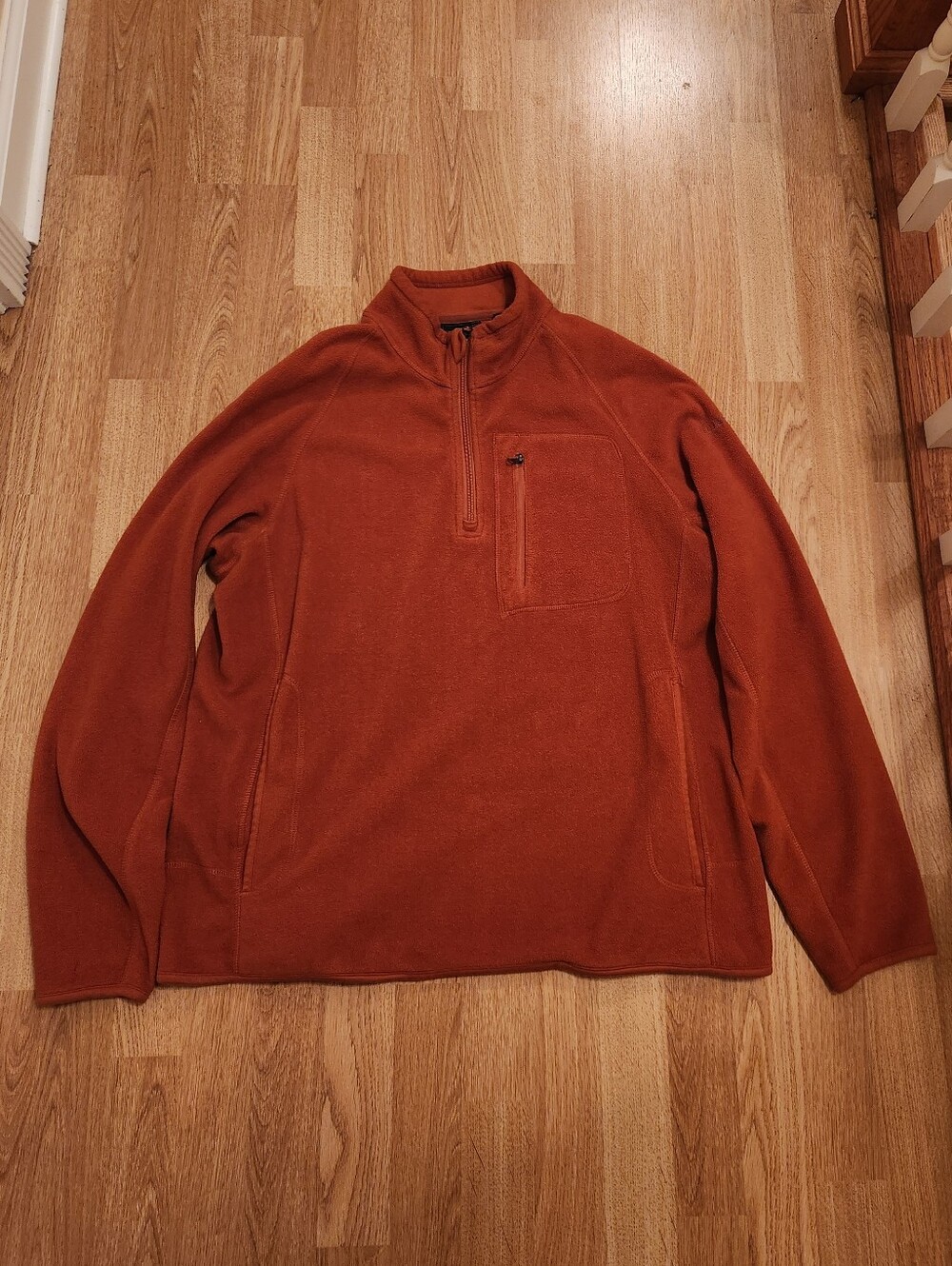 Field & Stream 1/4 Zip Fleece Pullover Pockets Burnt Orange Large